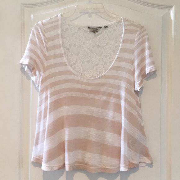 NWOT GUESS striped lace back swing tee fits like S - Picture 3 of 4